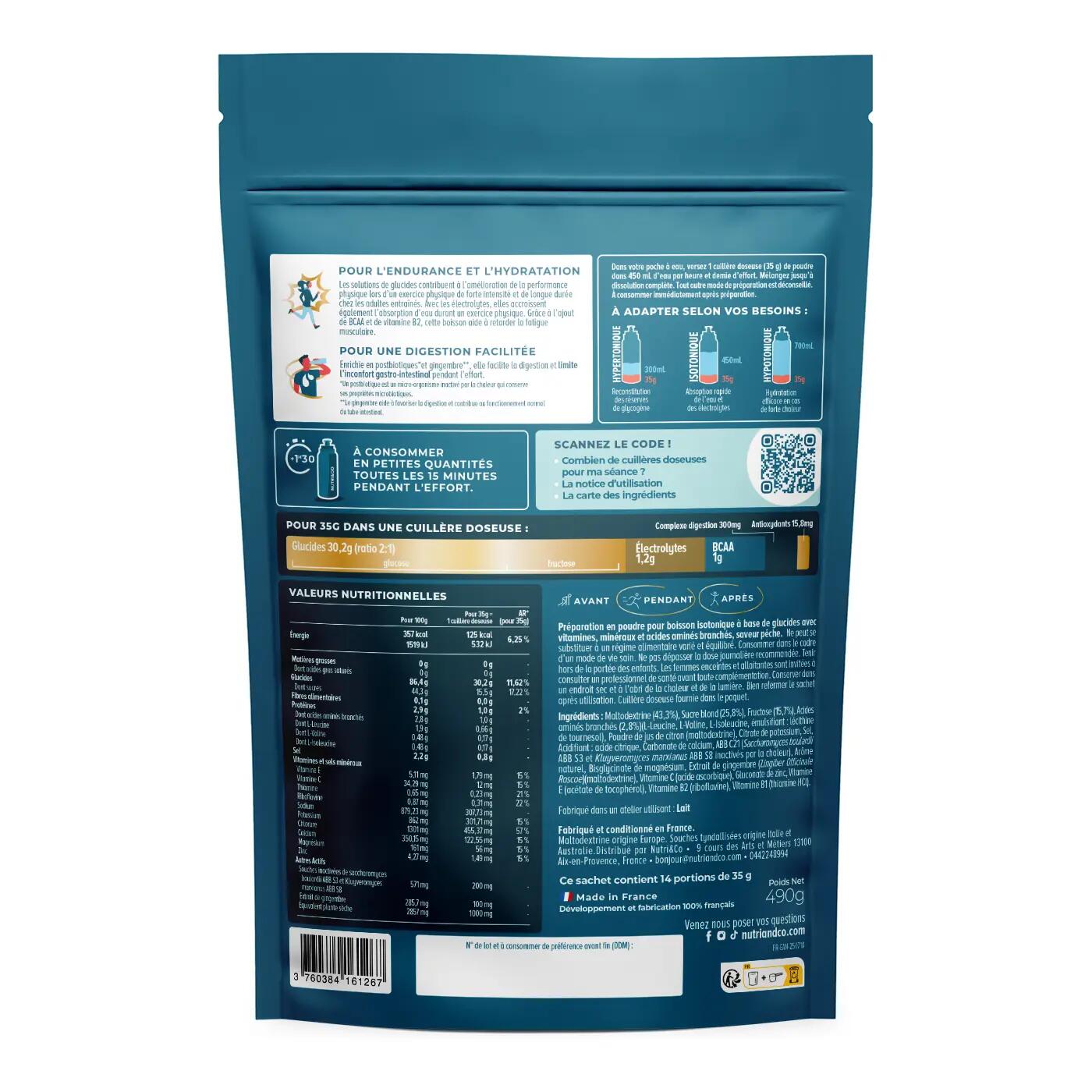 Boisson énergétique isotonique Goût Pêche - 490g 2/3