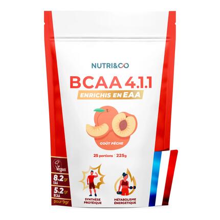 NUTRI&CO BCAA en Poudre 4.1.1 - Saveur Pêche - 225g