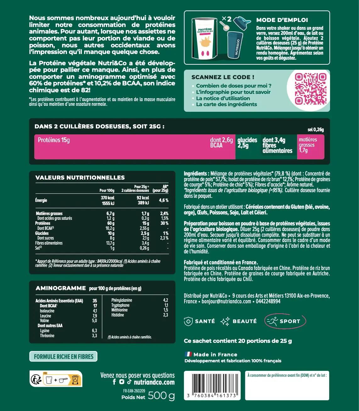 Protéine Vegan Bio - Masse Musculaire - Goût Neutre - 500g 3/3