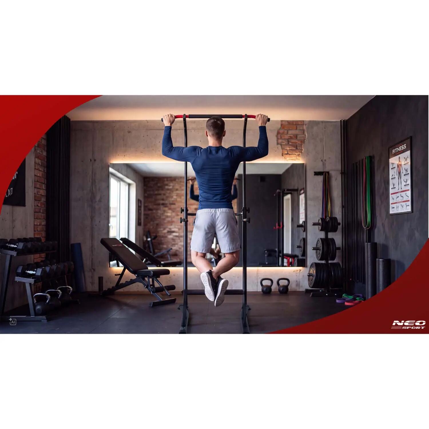 Drążek do podciągania Neo-sport Apex Dip wolnostojący stabilny udźwig 100 kg 8/11