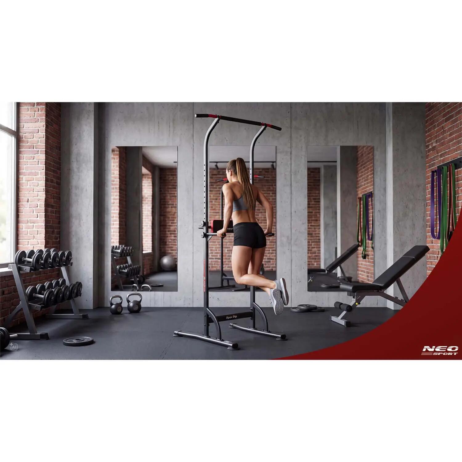 Drążek do podciągania Neo-sport Apex Dip wolnostojący stabilny udźwig 100 kg 7/11