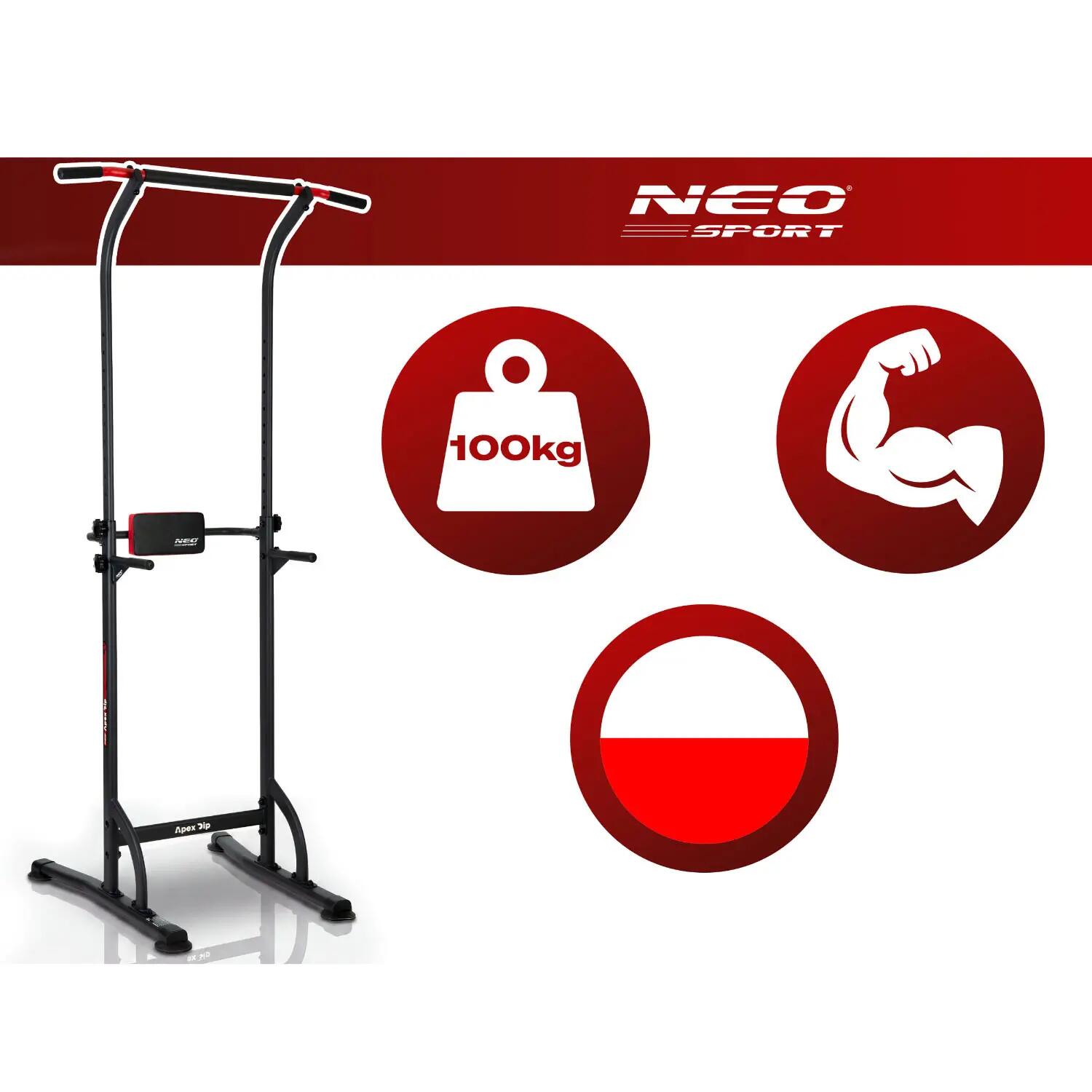 Drążek do podciągania Neo-sport Apex Dip wolnostojący stabilny udźwig 100 kg 2/11