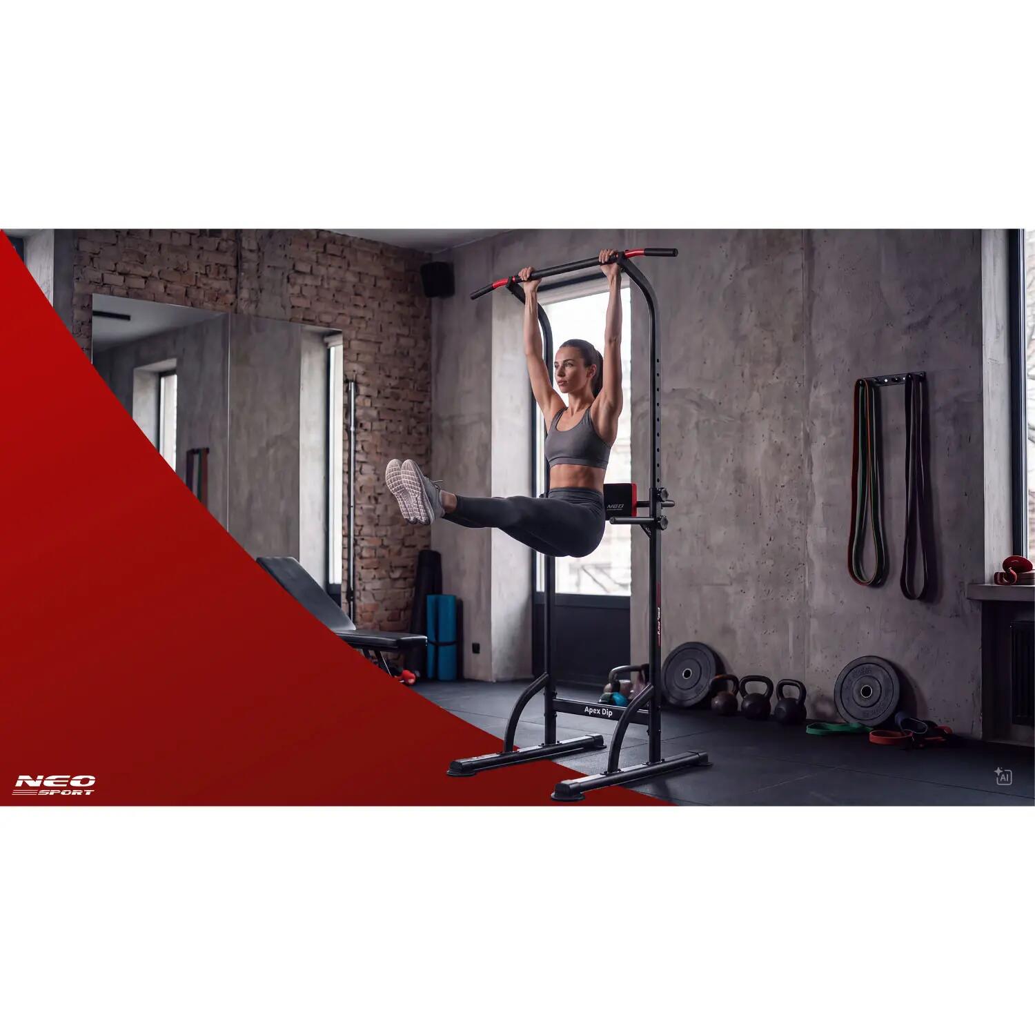 Drążek do podciągania Neo-sport Apex Dip wolnostojący stabilny udźwig 100 kg 10/11