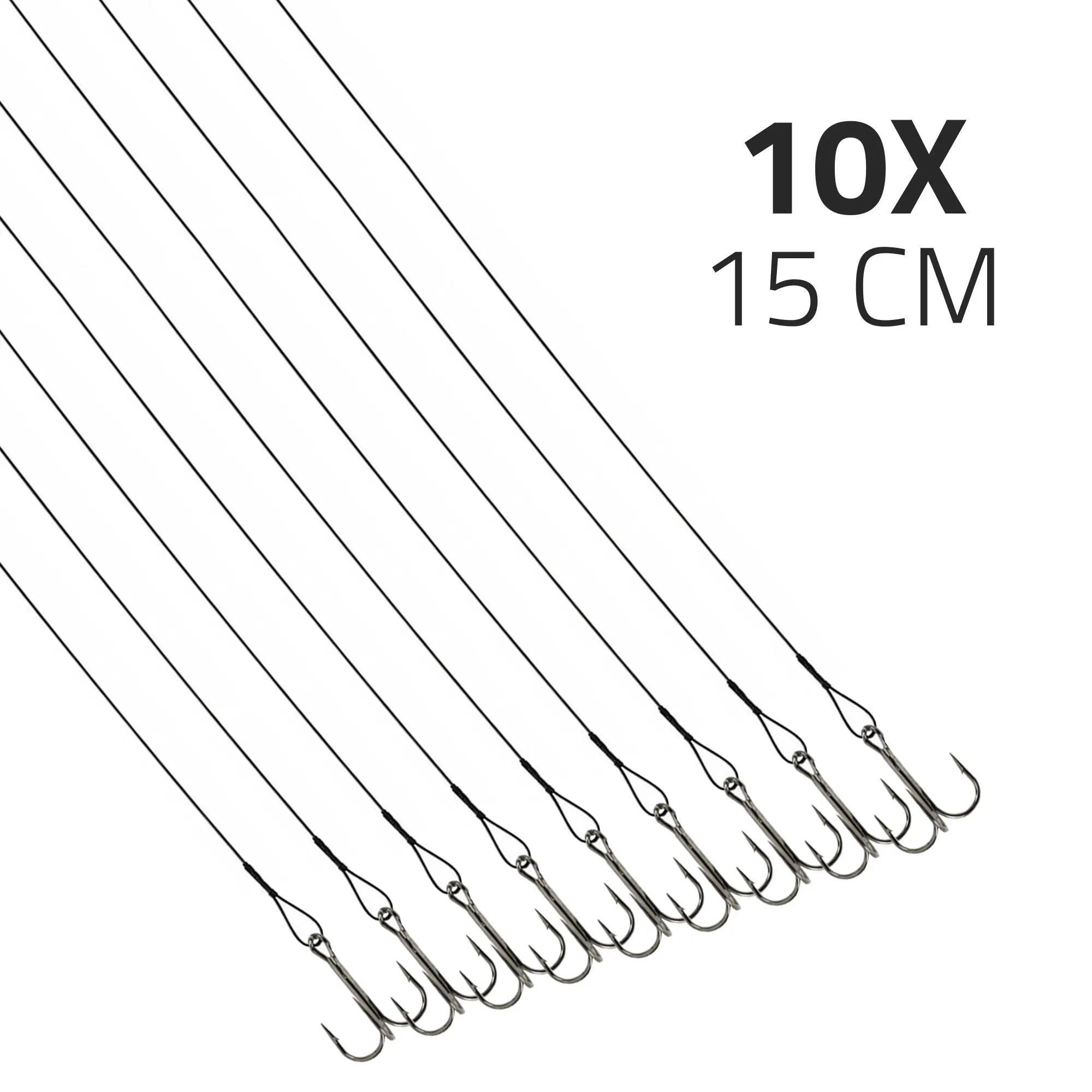 DLT Steel Leaders with Treble Hook - 30 Pieces - 15 20 and 30 cm 6/6