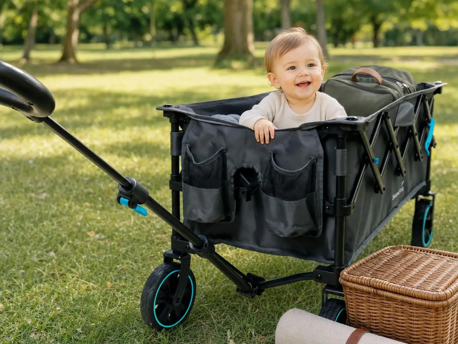 Carrito de mano plegable Kjerre 128 - hasta 100 kg - 128 litros - asa ajustable 13/15