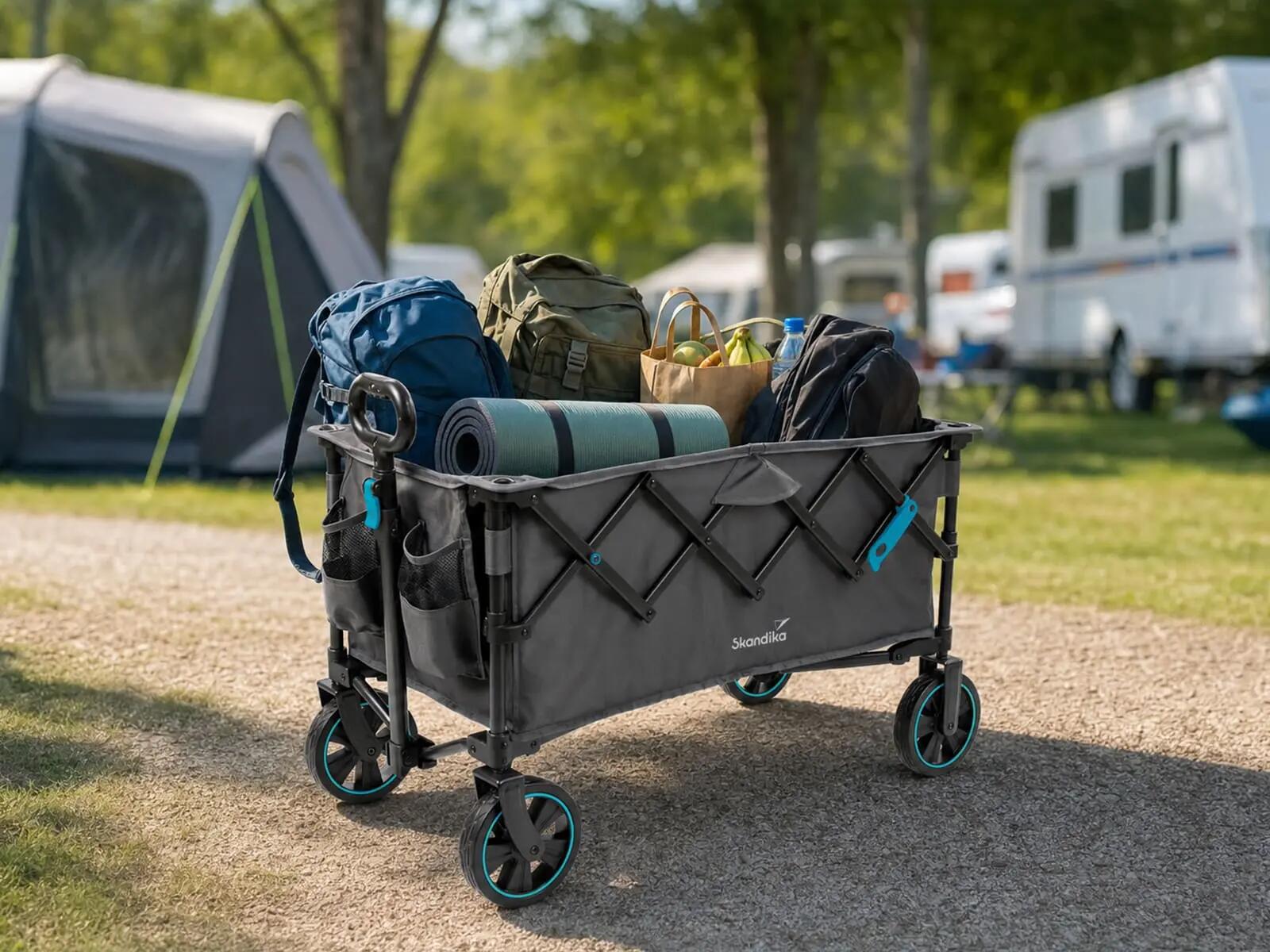 Carrito de mano plegable Kjerre 128 - hasta 100 kg - 128 litros - asa ajustable 10/15