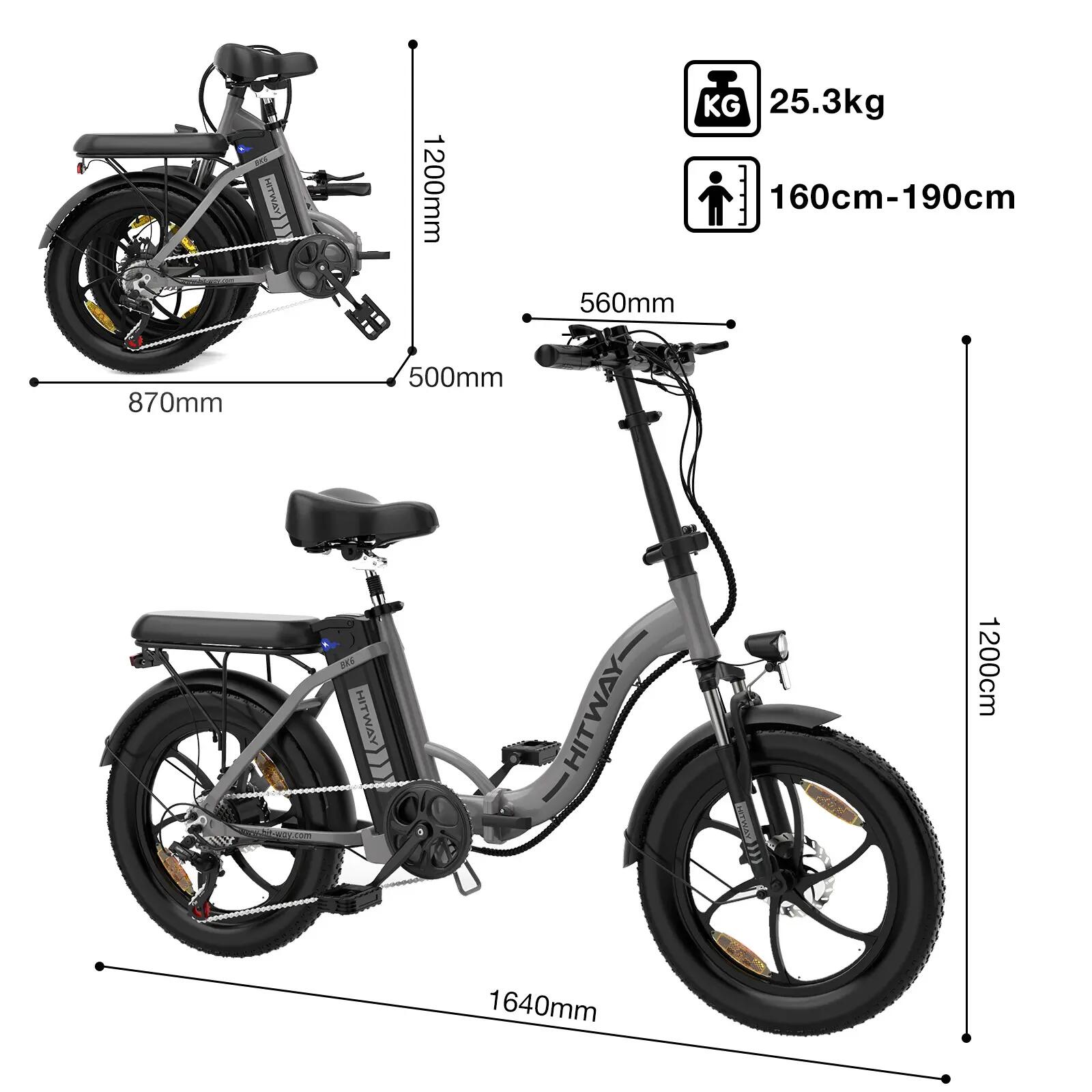 Bicicleta elétrica dobrável Fat Bike urbana BK6S 2/6
