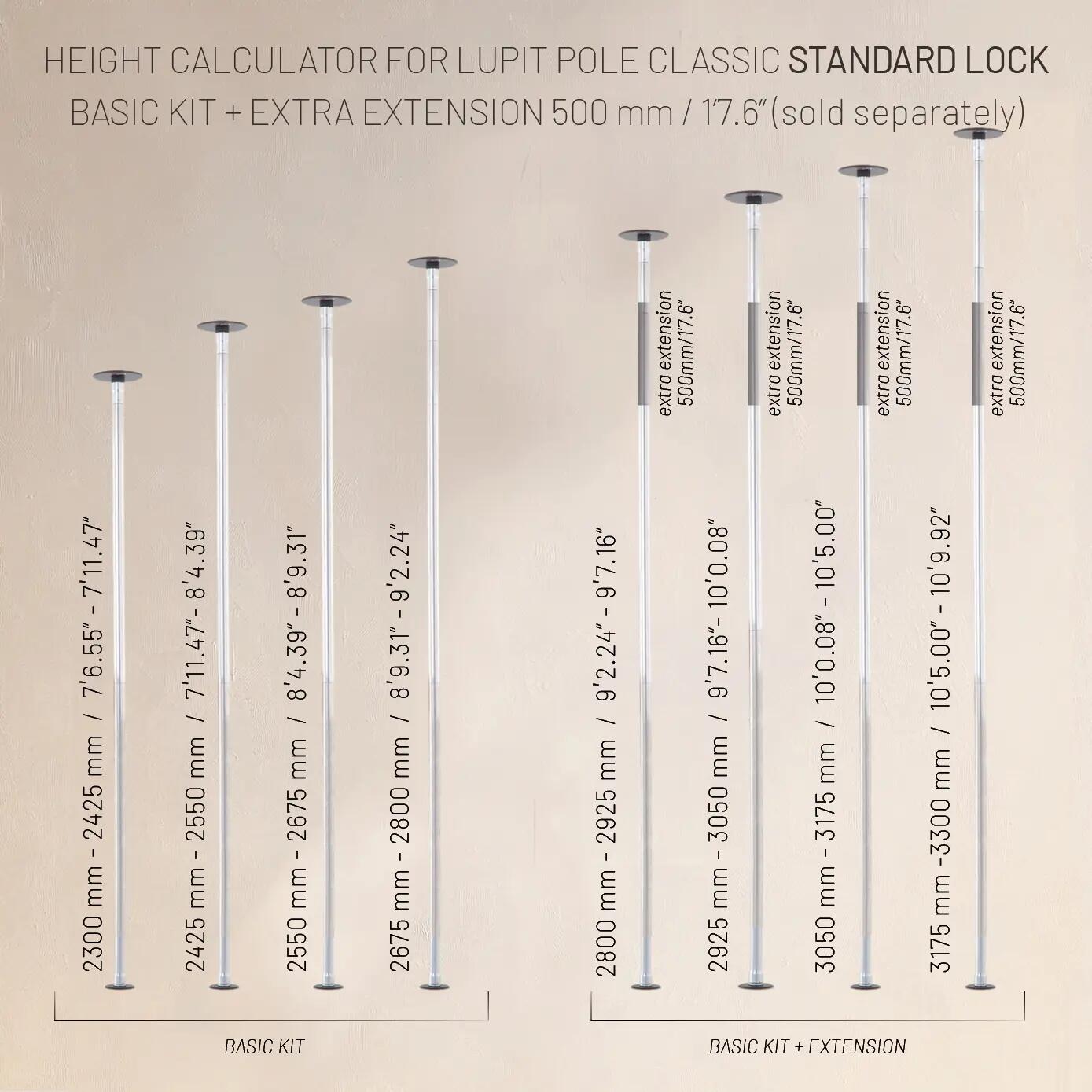 Classic G2 Professionele voor danspaal Verlengstuk, ROZE, 45 mm 2/3