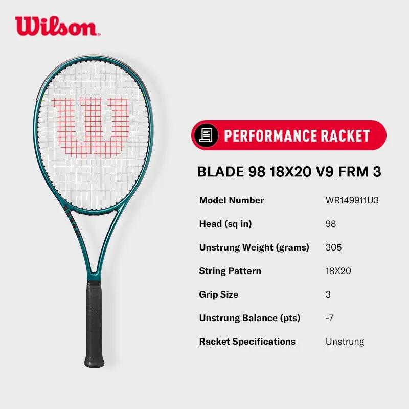 Wilson BLADE V9 98 18X20 Tennis Racket PRO Racquet StableFeel