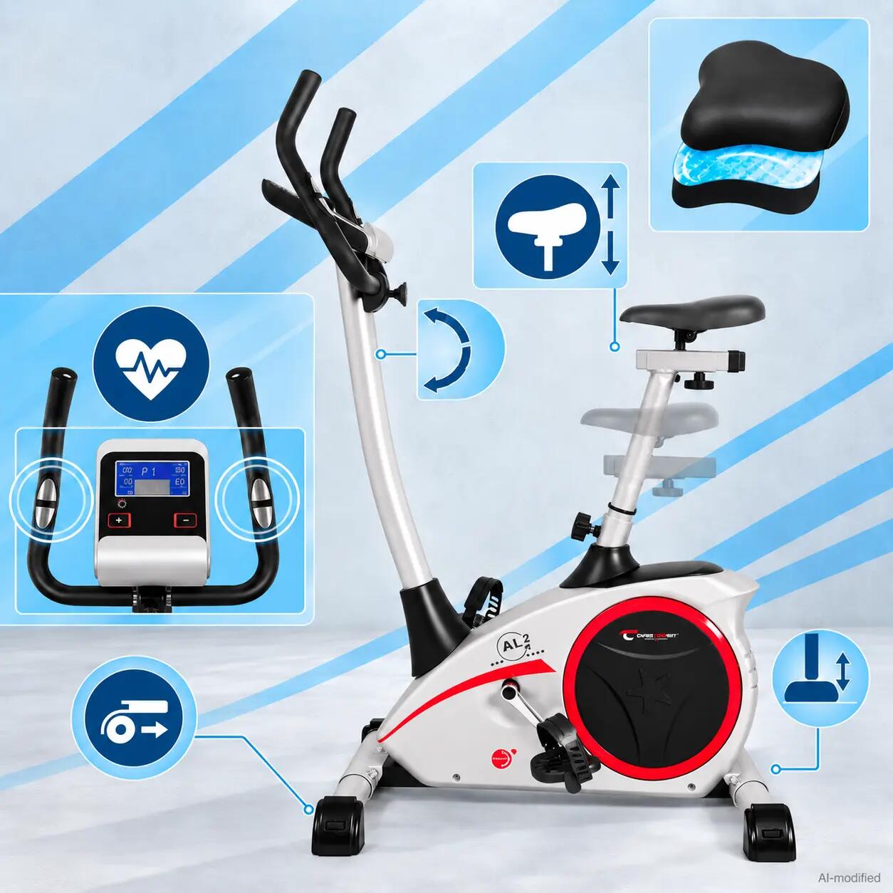Heimtrainer - 150kg - inkl. Pulsgurt +  Matte - AL 2S Digital 3/9