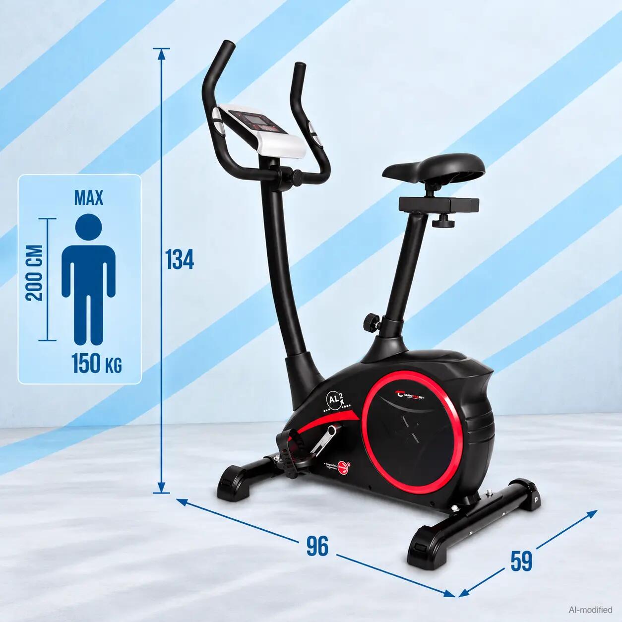 Hometrainer - 9kg magneetrem - 150kg - incl. mat - AL 2 - black edition 4/8