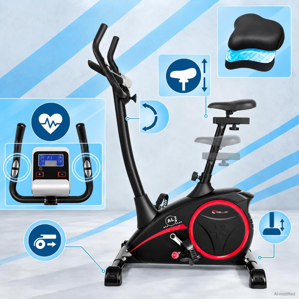 Hometrainer - 9kg magneetrem - 150kg - incl. mat - AL 2 - black edition 3/8