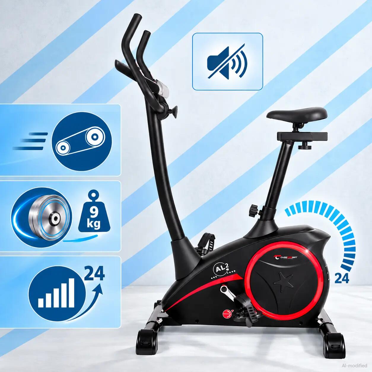 Hometrainer - 9kg magneetrem - 150kg - incl. mat - AL 2 - black edition 2/8