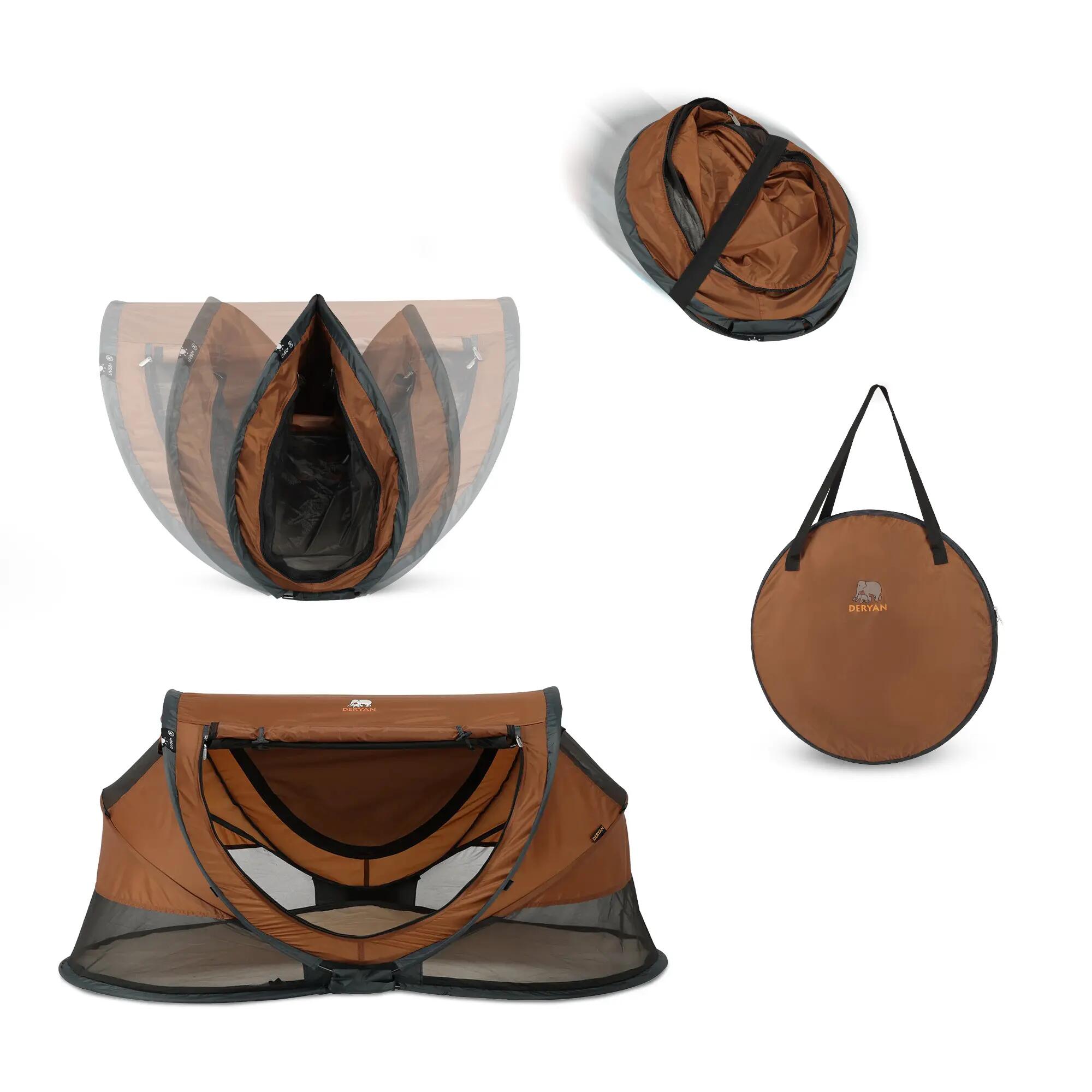 Peuter Luxe Campingbedje - Inclusief zelfopblaasbare matras - Caramel 5/8