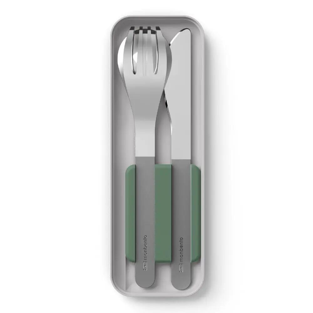 Monbento MB Slim Box Trio Cutlery Set - Green Natural