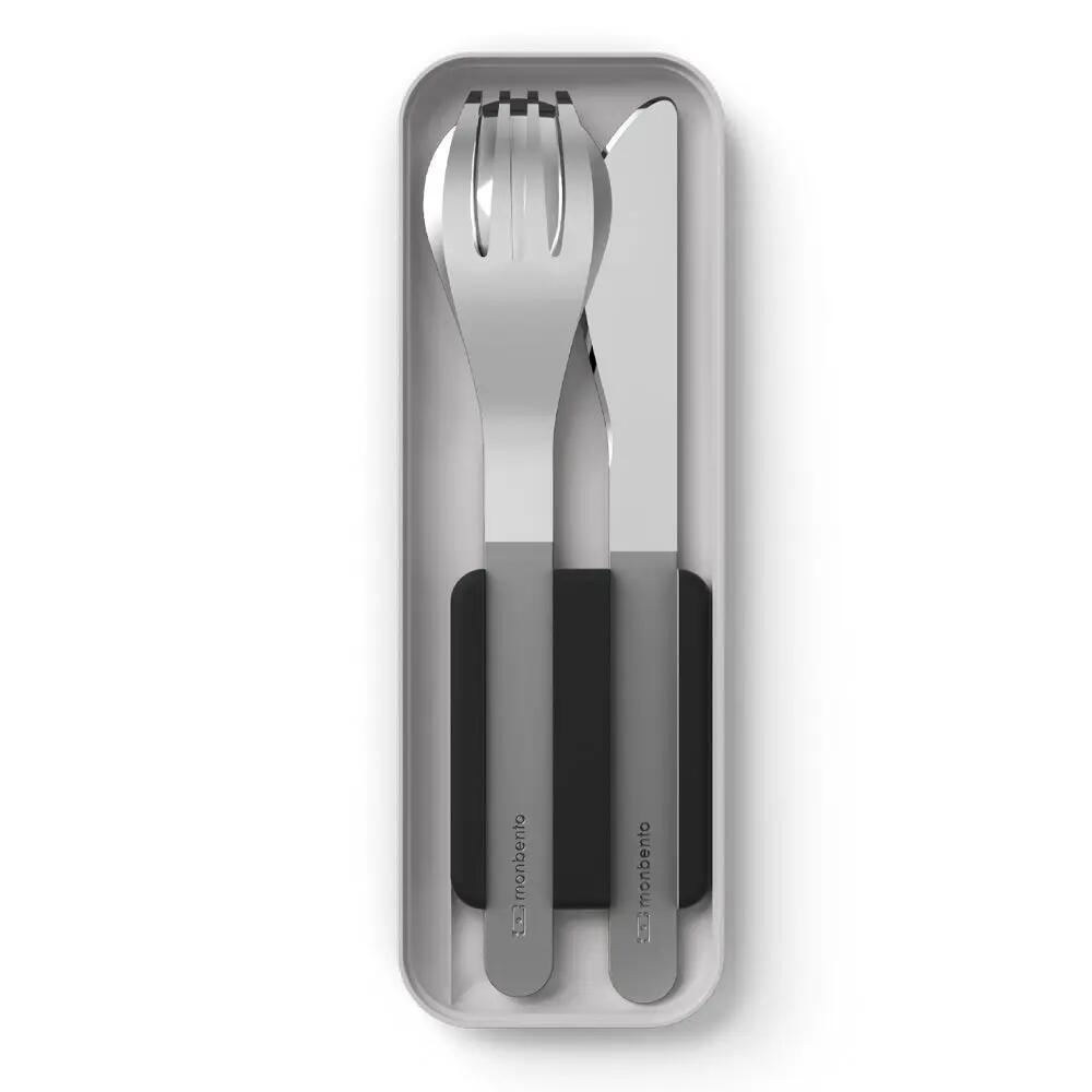 Monbento MB Slim Box Stainless Steel Cutlery Set Trio Knife - Onyx black