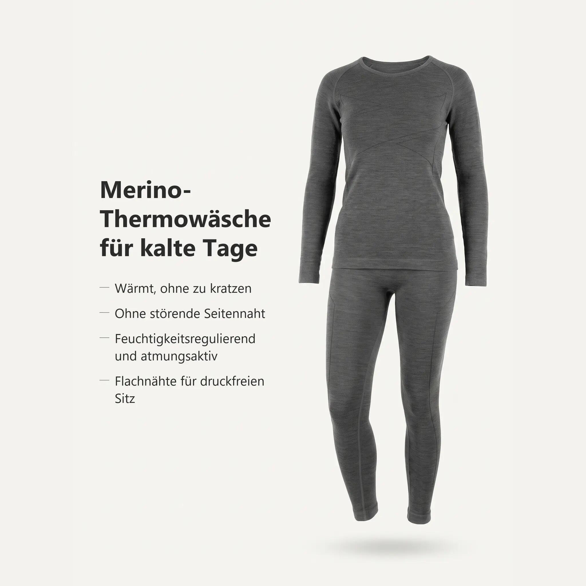 Damen Skiunterwäsche Set Funktionsshirt Leggings Merinowolle seamless warm 4/7