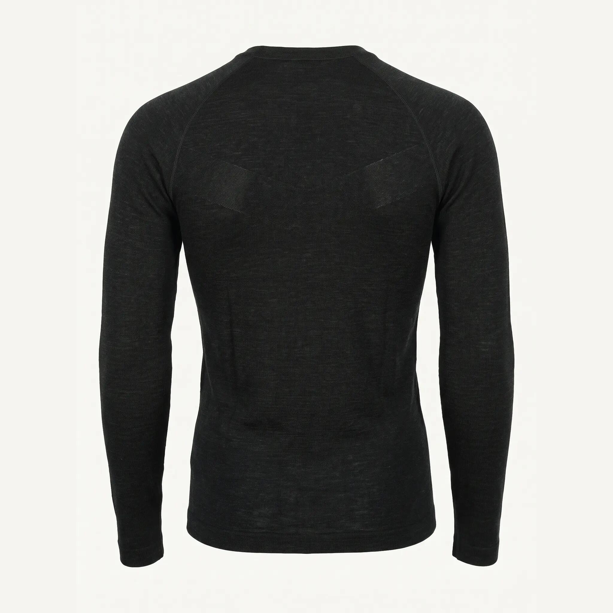 Herren Skiunterwäsche Funktionsshirt Rundhals Langarm Merinowolle seamless 2/5