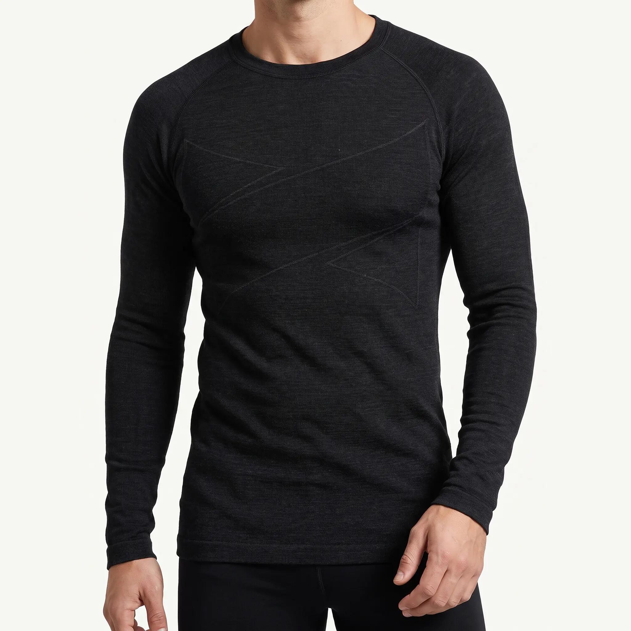 Herren Skiunterwäsche Funktionsshirt Rundhals Langarm Merinowolle seamless 3/5