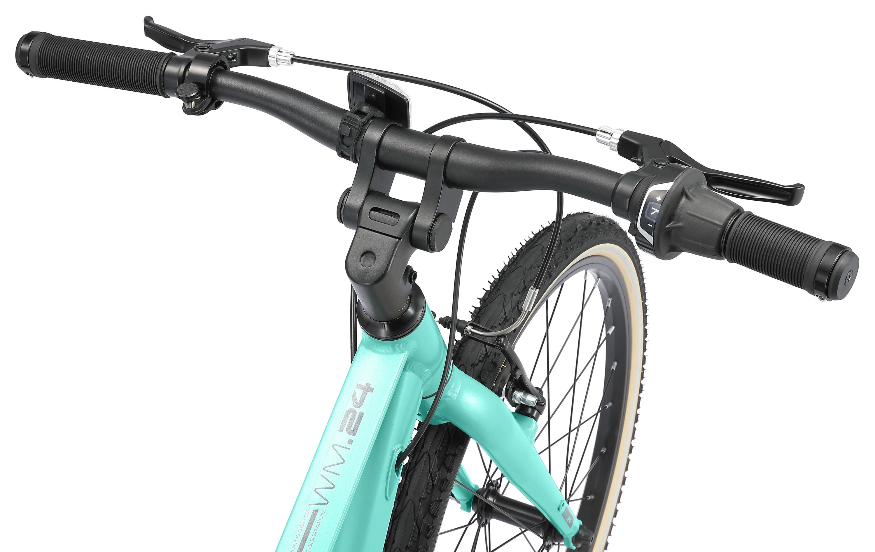 Vélo de ville 24" pour enfants 9 ans, VTC en aluminium léger 9 kg, 8 vitesses 8/11