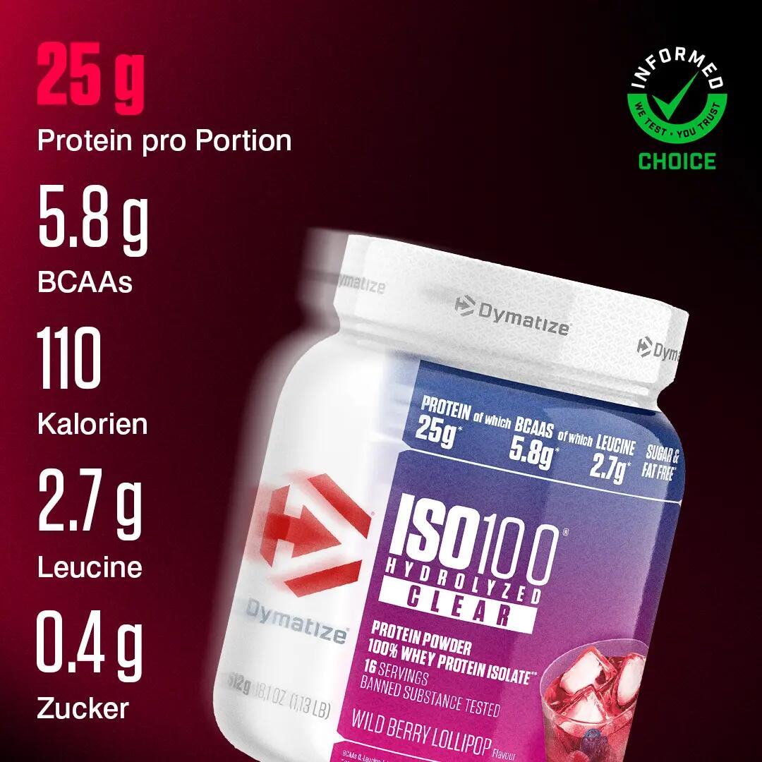 Dymatize ISO 100 Clear (512g) Wild Berry Lollipop - Protéines 2/6