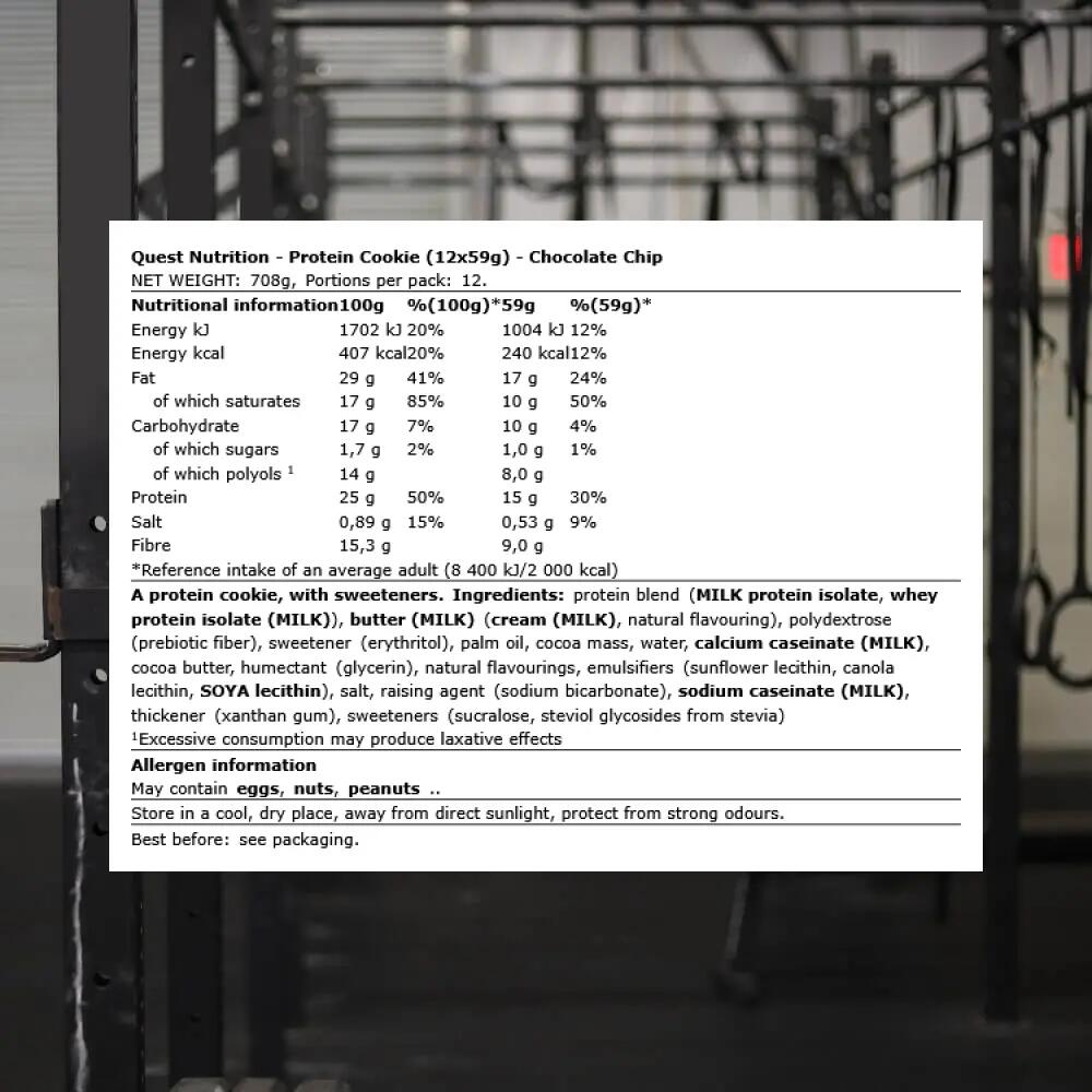 Quest Nutrition Protein Cookie (12x59g) Chocolate Chip - Aliments fonctionnels 3/5