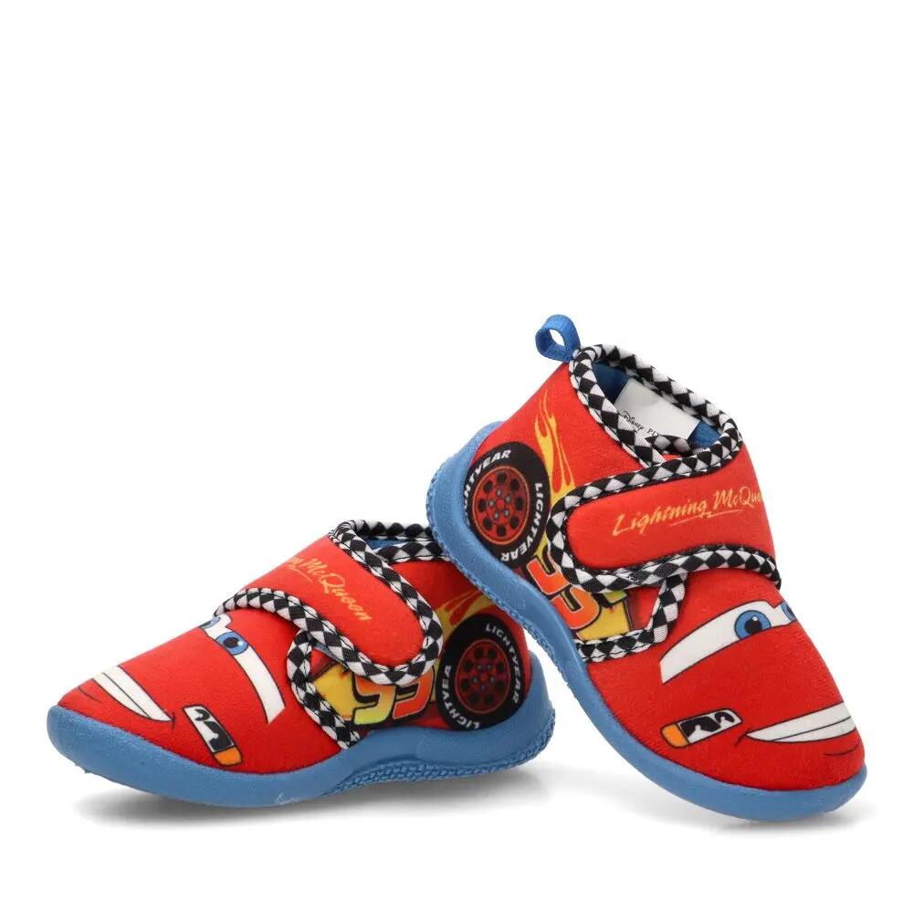 Pantofole per bambini Cars a metà polpaccio, in poliestere, antiscivolo, rosse 6/6