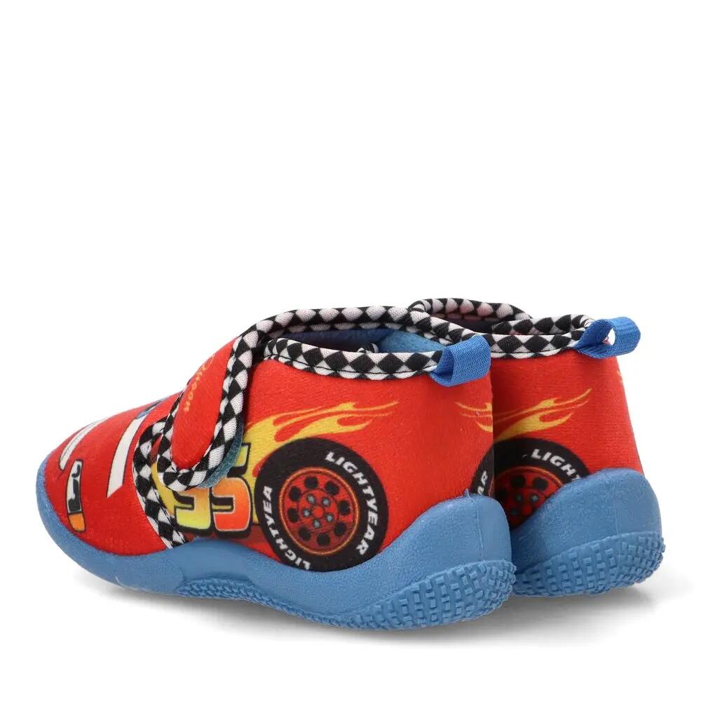 Pantofole per bambini Cars a metà polpaccio, in poliestere, antiscivolo, rosse 5/6