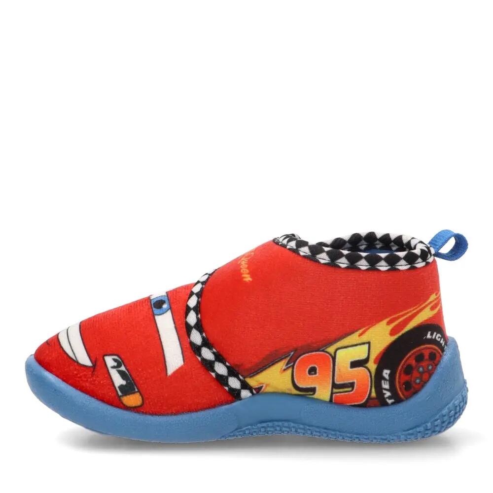 Pantofole per bambini Cars a metà polpaccio, in poliestere, antiscivolo, rosse 4/6