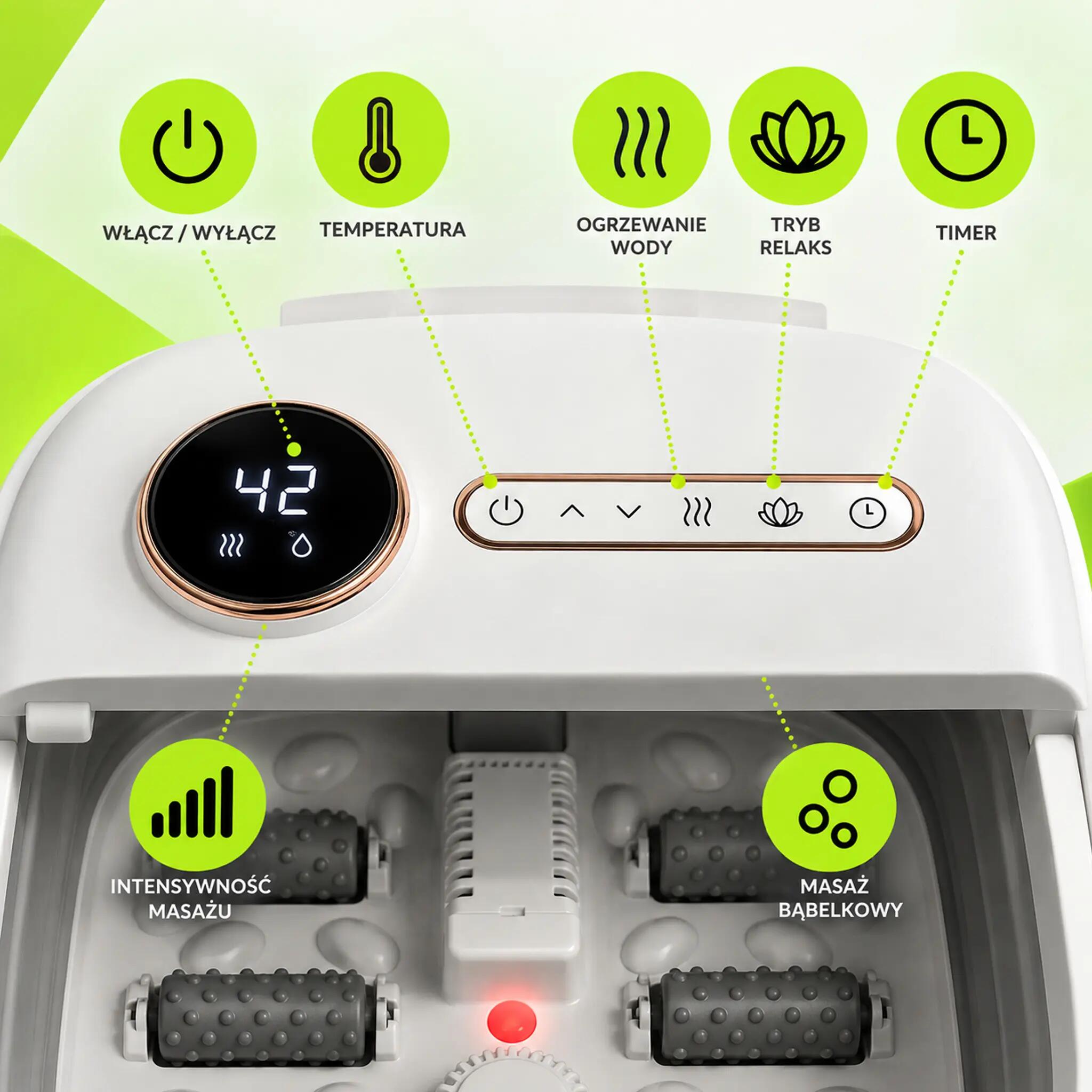 Weep T5 Pro Fußmassagegerät faltbar Fußsprudelbad Heizung Massagerollen 500W 3/14