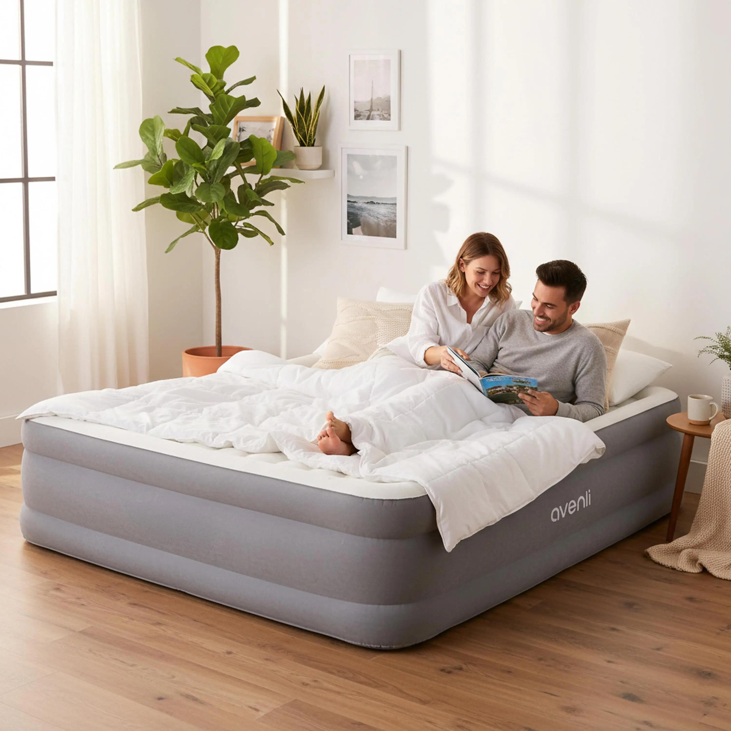 Luftmatratze selbstaufblasend 2 Personen 203x152x46cm Luftbett mit Elektropumpe 2/9