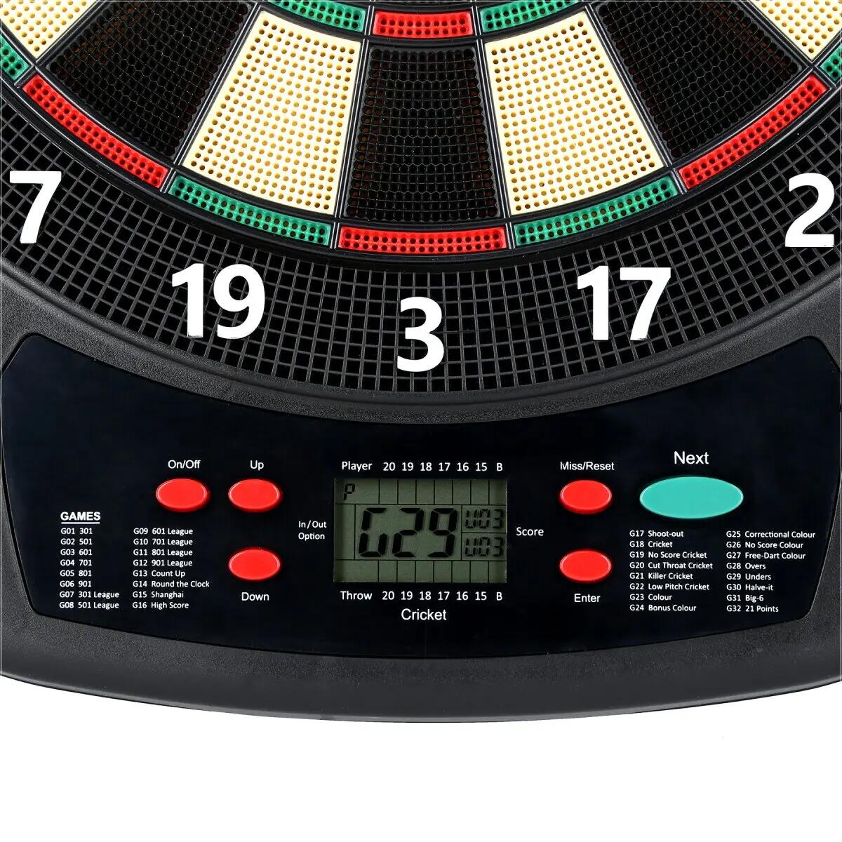 Cible de fléchettes électronique NILS Fun TDE03, 32 jeux, jusqu’à 8 joueurs 8/10