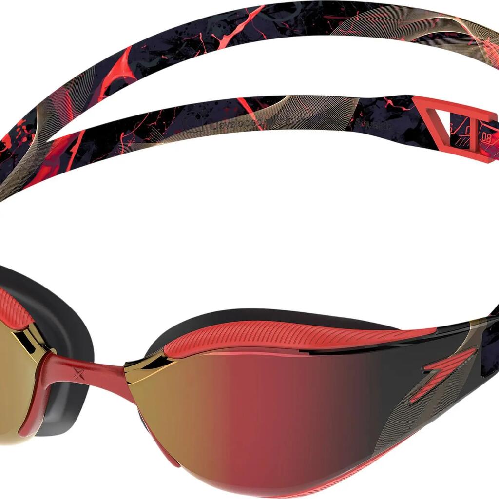 Speedo Fastskin Hyper Elite Mirror Black/Red Swimming Goggles