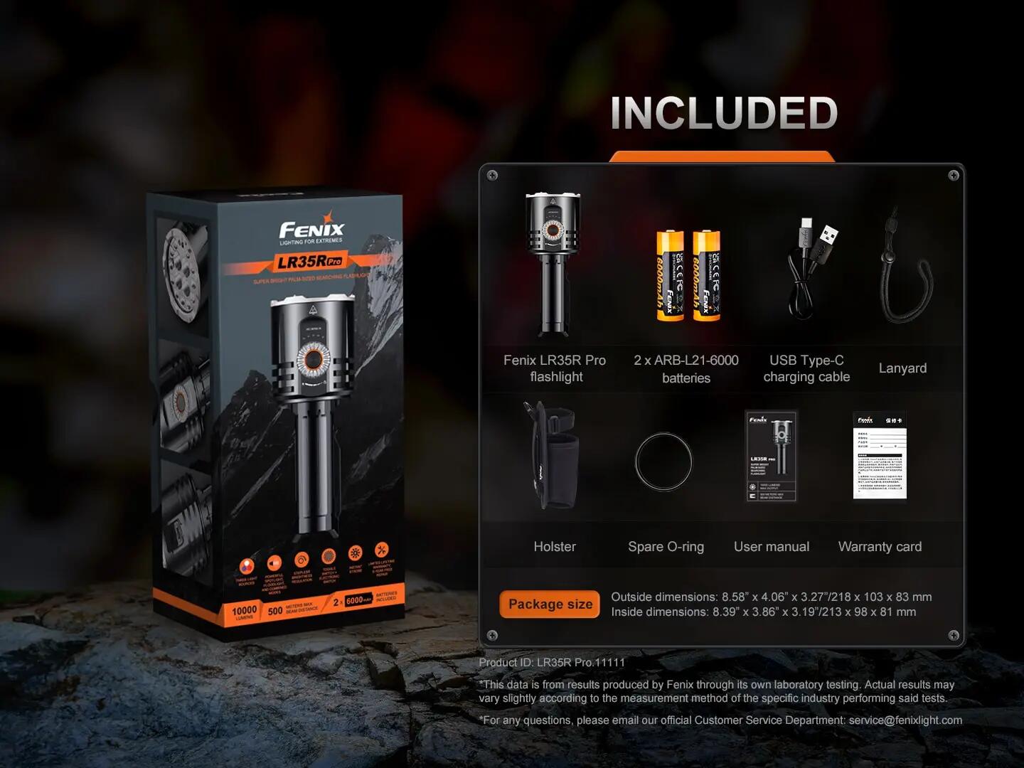 Fenix LR35R PRO Torch 10,000 lm Rechargeable USB-C IP68 7/7