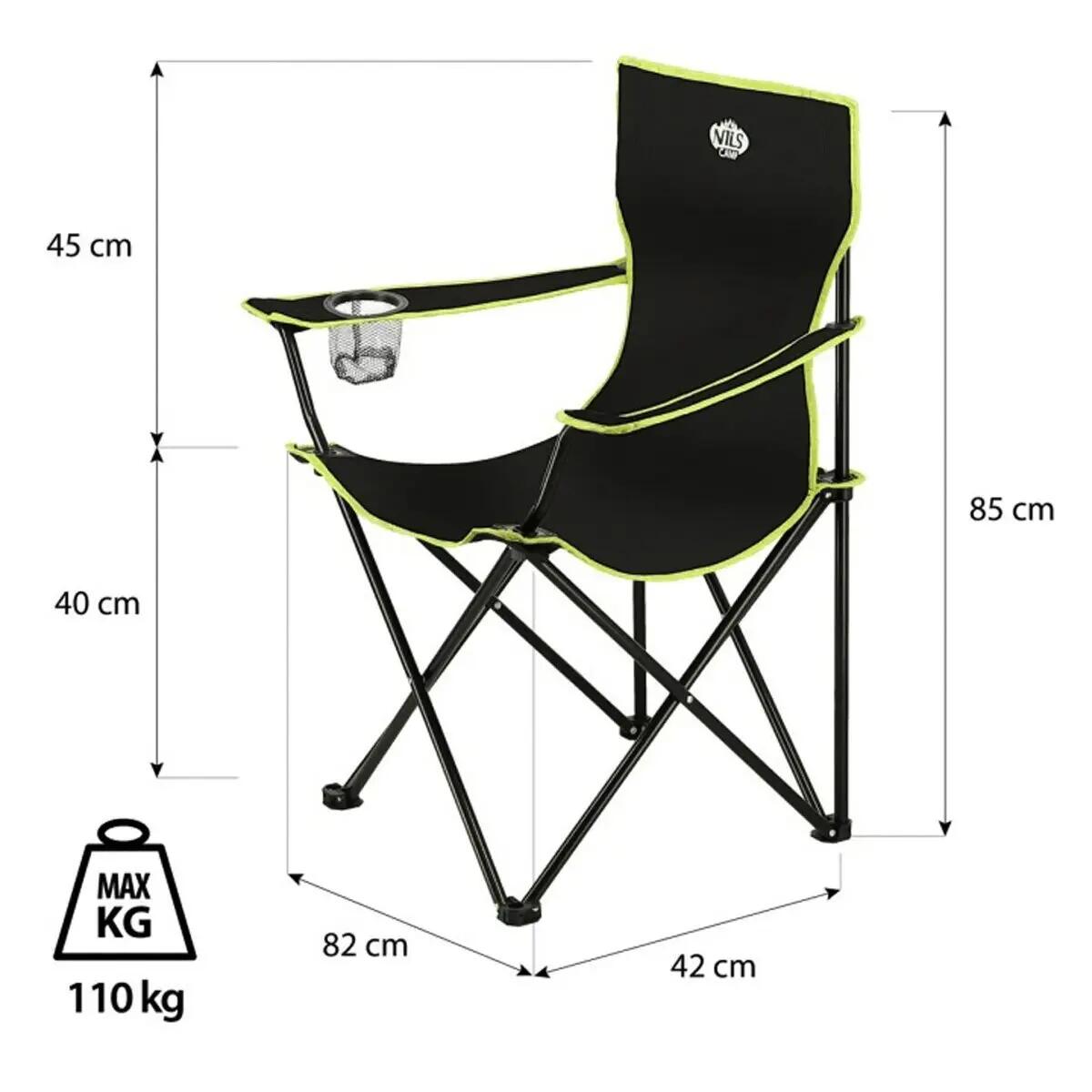 Chaise de camping pliable confortable NILS CAMP NC3044 avec porte-gobelet 10/10