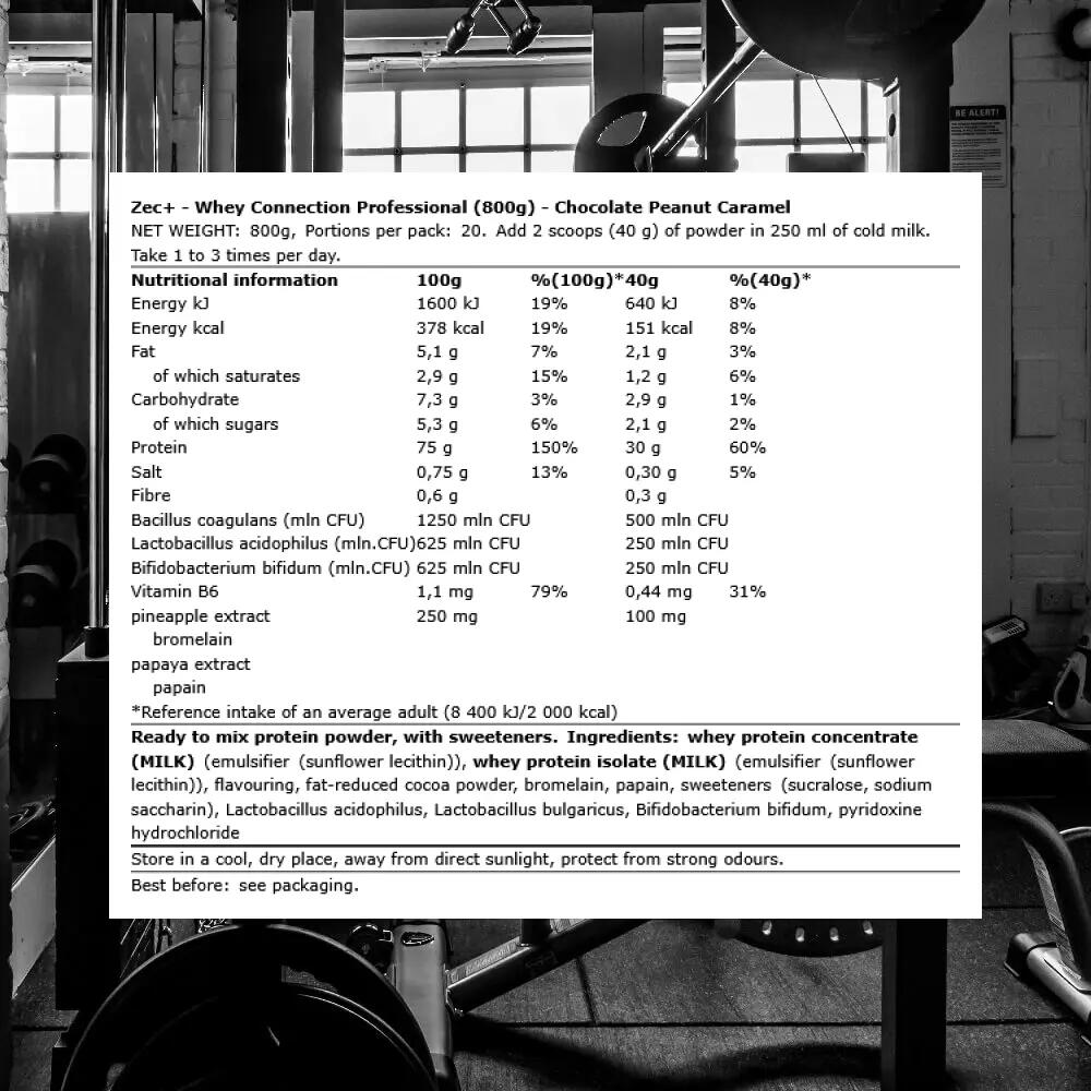 Zec+ Whey Connection Professional (800g) Chocolate Peanut Caramel - Eiwitten 3/3