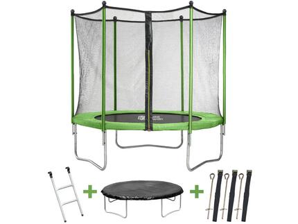 Trampoline Yoopi - Ø 3.05 m - Avec filet + échelle + couverture + kit d'ancrag