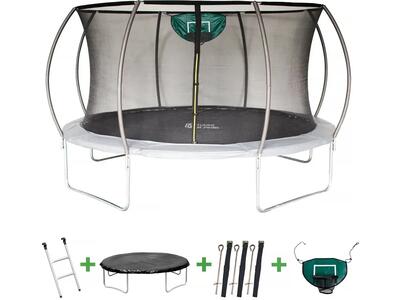 Trampolino con rete interna e canestro "jumper" Ø425 m - Grigio