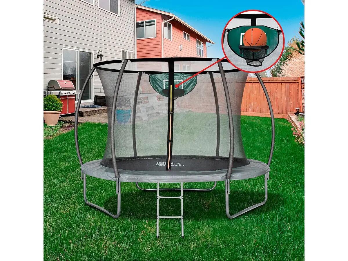 Trampolin mit Innennetz und Basketballkorb "Jumper" Ø 3,70 - Grau 2/5