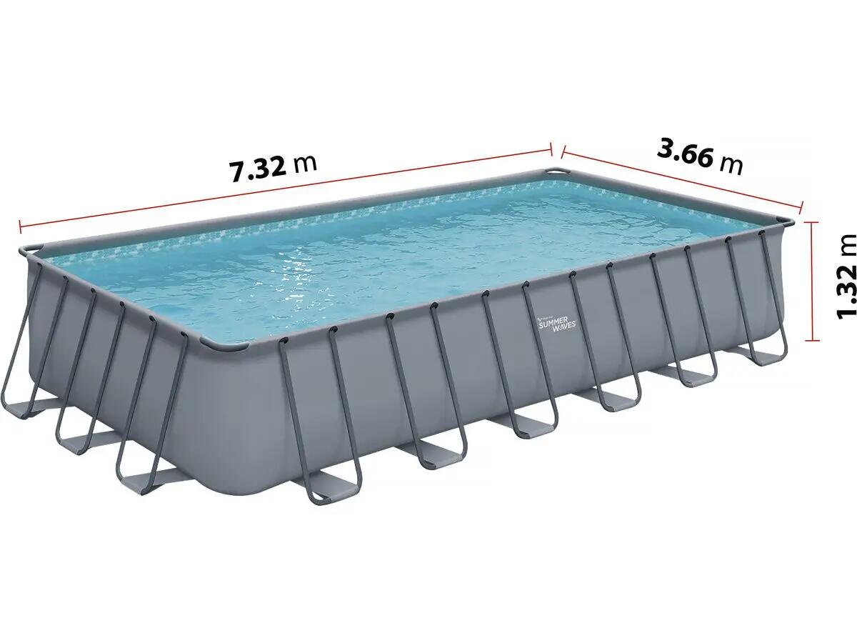 Piscine tubulaire grise - LUDO 5 - 7.32 x 3.66 x 1.32 m - sans filtration 3/4