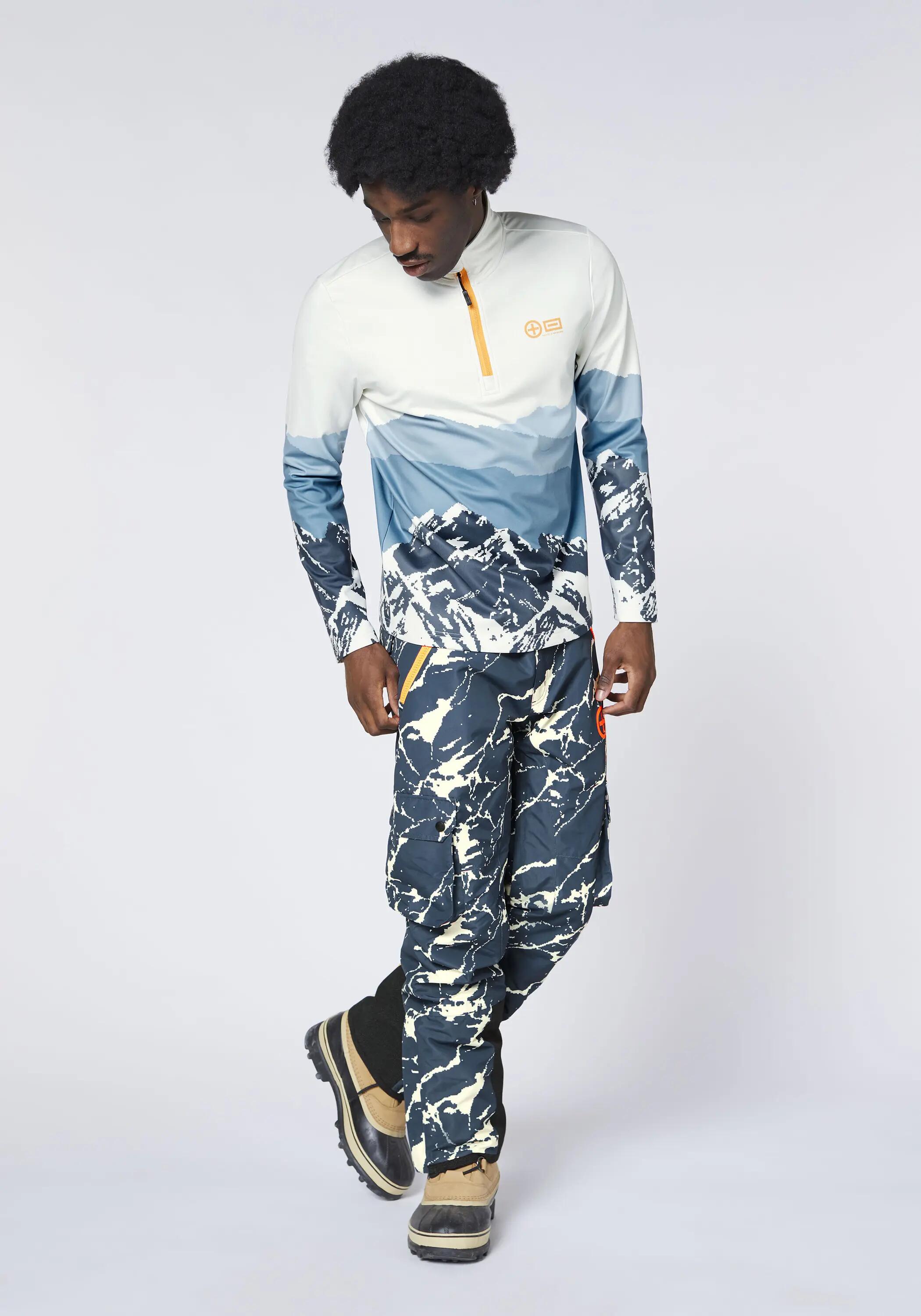 Skihose mit verpixeltem Berglandschaft Allover Print 5/7