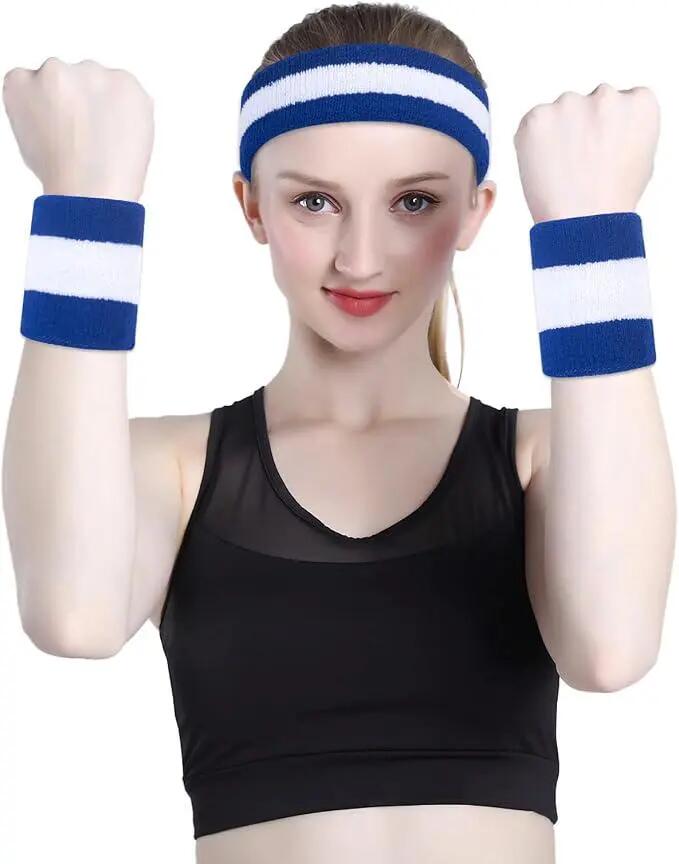 Lot de 3 bandeaux anti-transpiration pour poignets - Modèle unisexe - Ajustement 4/5