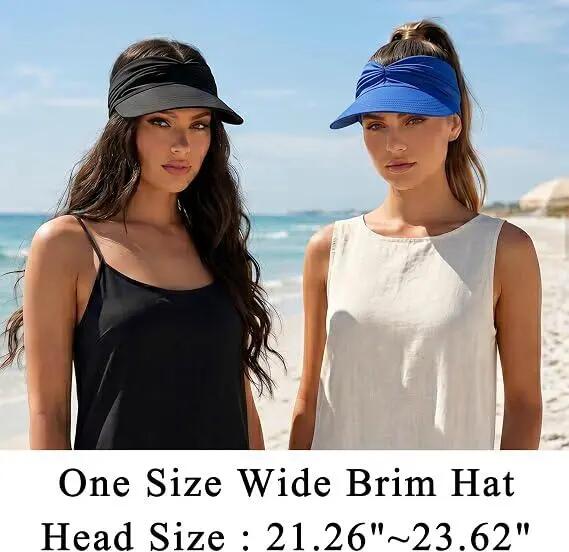Lot de 2 - Chapeau de plage femme - cuir, noir 5/5