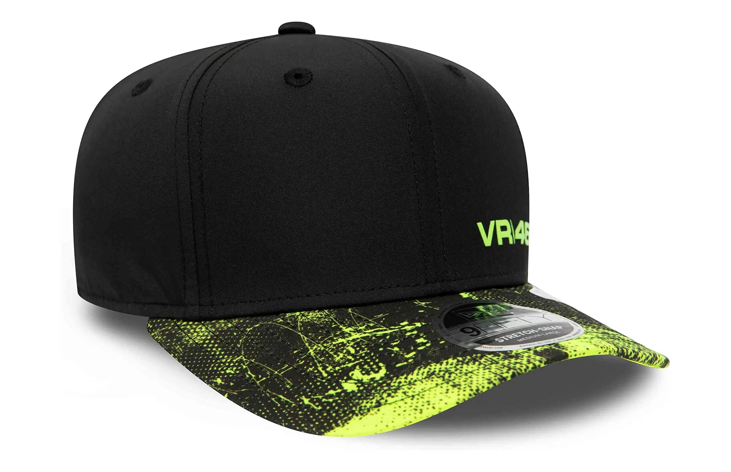 Gorra New Era VR46 9Fifty AOP Stretch Snap Unisex Negro/Amarillo flúor M/L 2/4