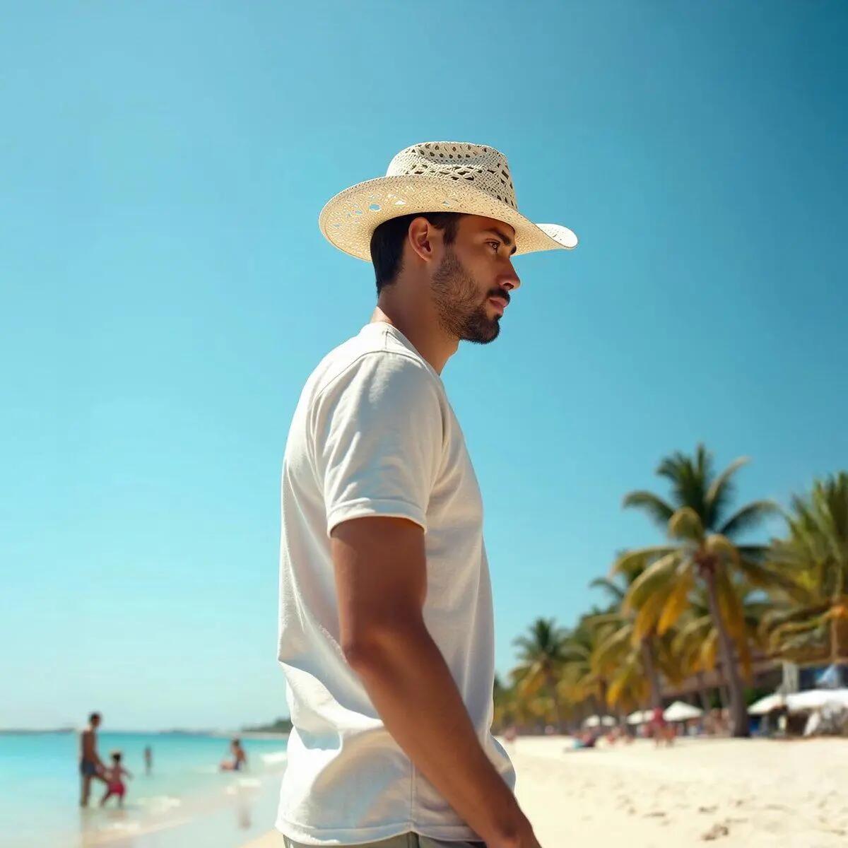 Chapeau de cowboy - Chapeau de paille ajouré avec protection solaire - Chapeau d 6/6