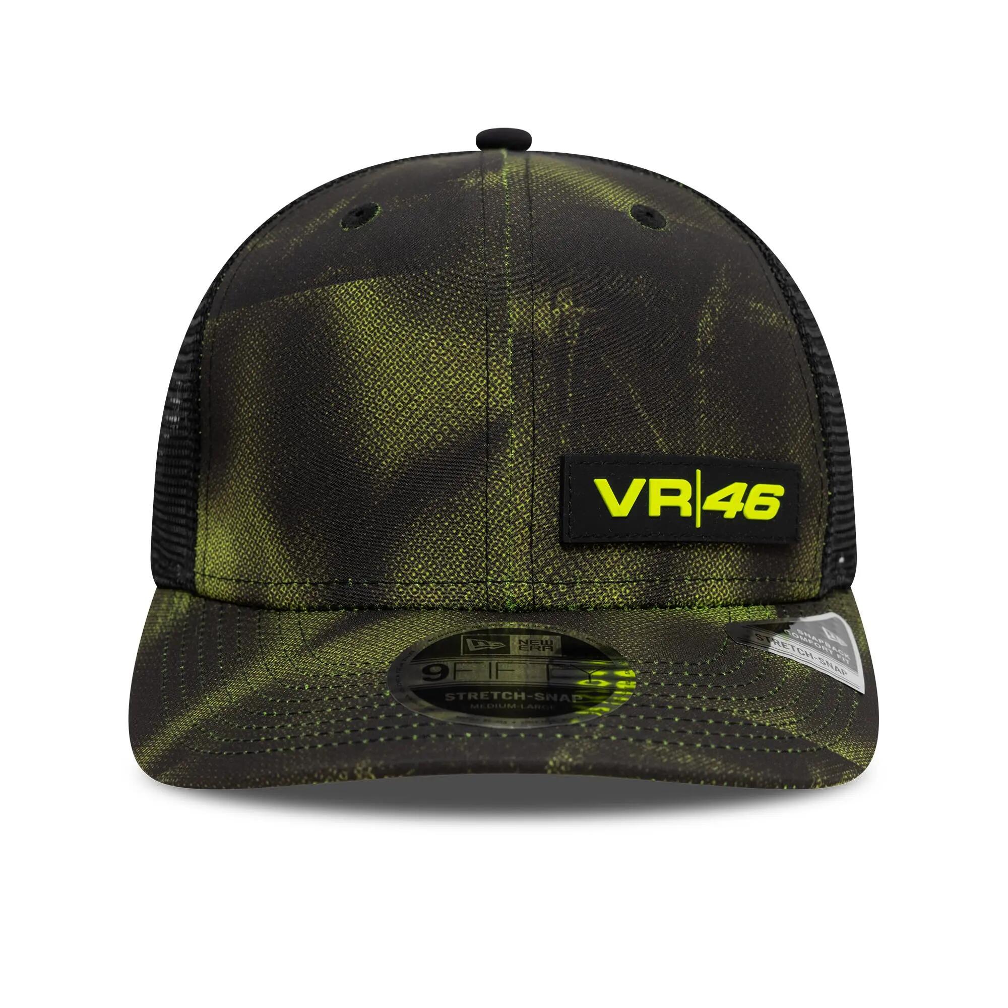 Boné New Era VR46 9FIFTY Trucker Halftone Camo Unissexo Preto/Amarelo flúor M/L 2/5