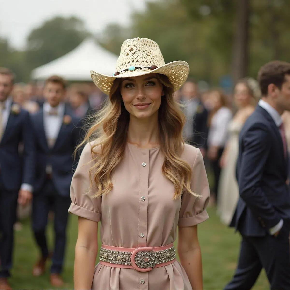 Chapeau de cowboy - Chapeau de paille ajouré avec protection solaire - Chapeau d 6/7