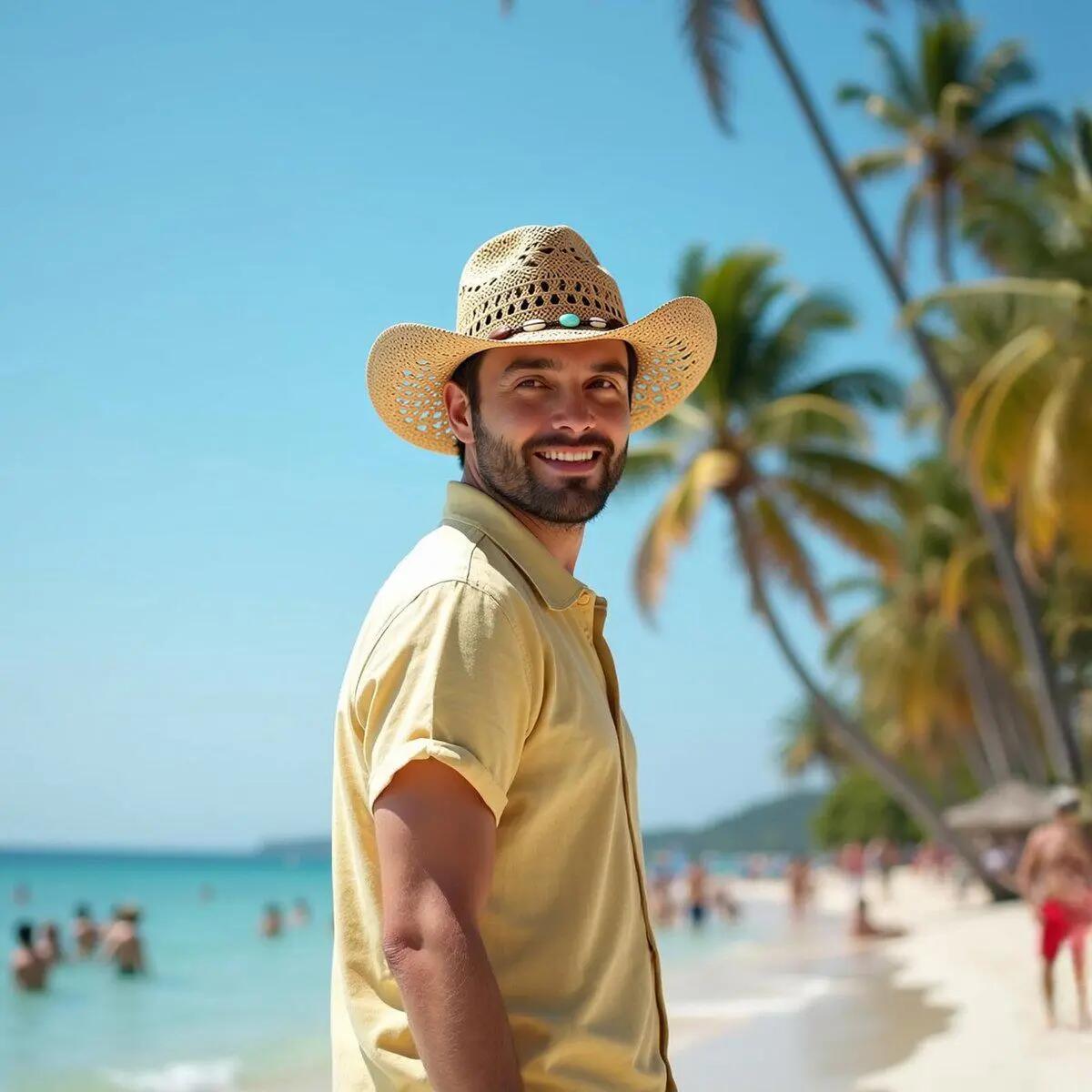 Chapeau de cowboy - Chapeau de paille ajouré avec protection solaire - Chapeau d 4/7