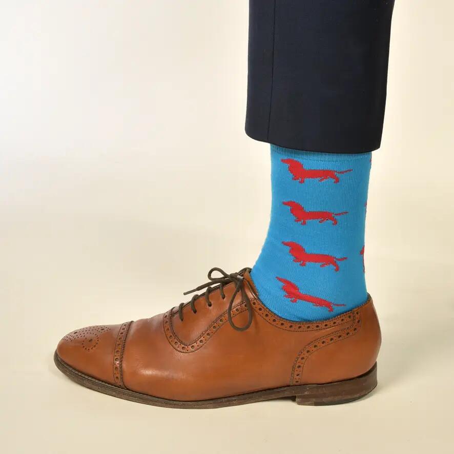 KRAWATTENDACKEL Chaussettes teckel - 408 Bleu Teckel Rouge 41 - 46 2/2