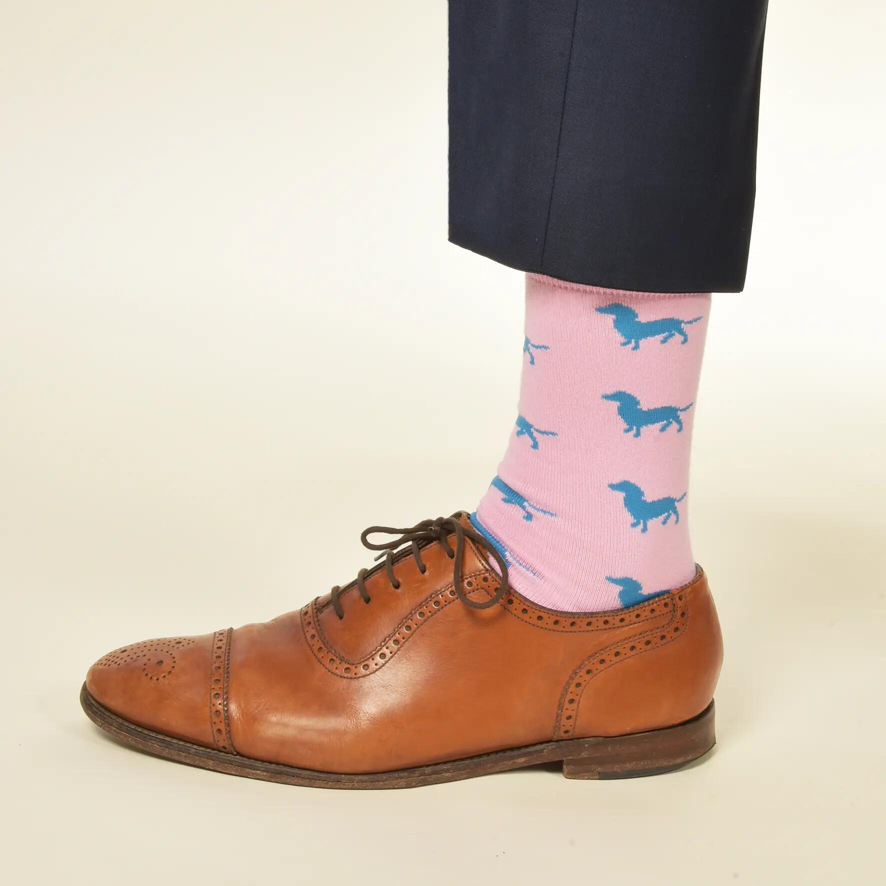 KRAWATTENDACKEL Chaussettes teckel - 412 Teckel rose et bleu 41 - 46 2/2